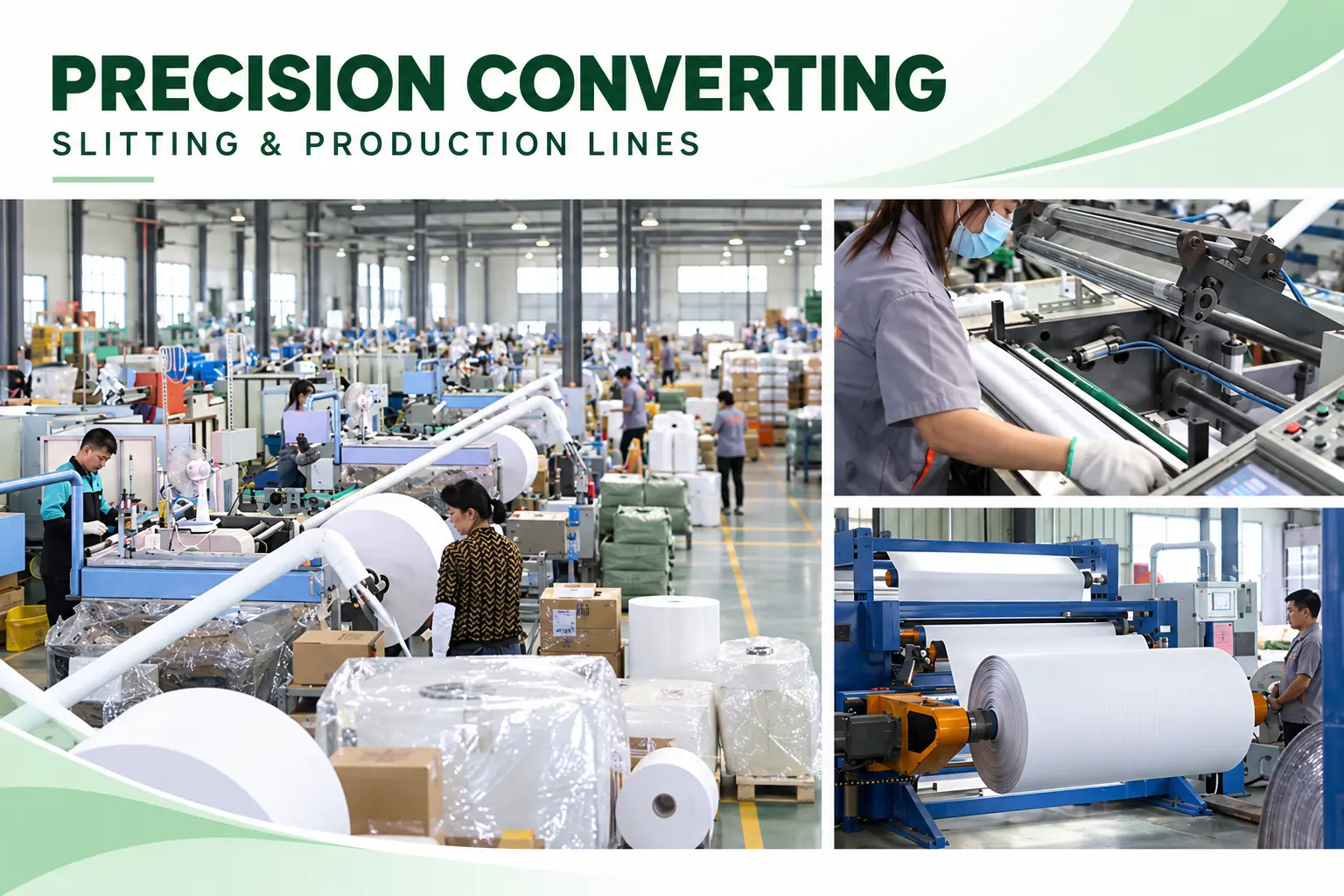 Thermal paper slitting and converting lines