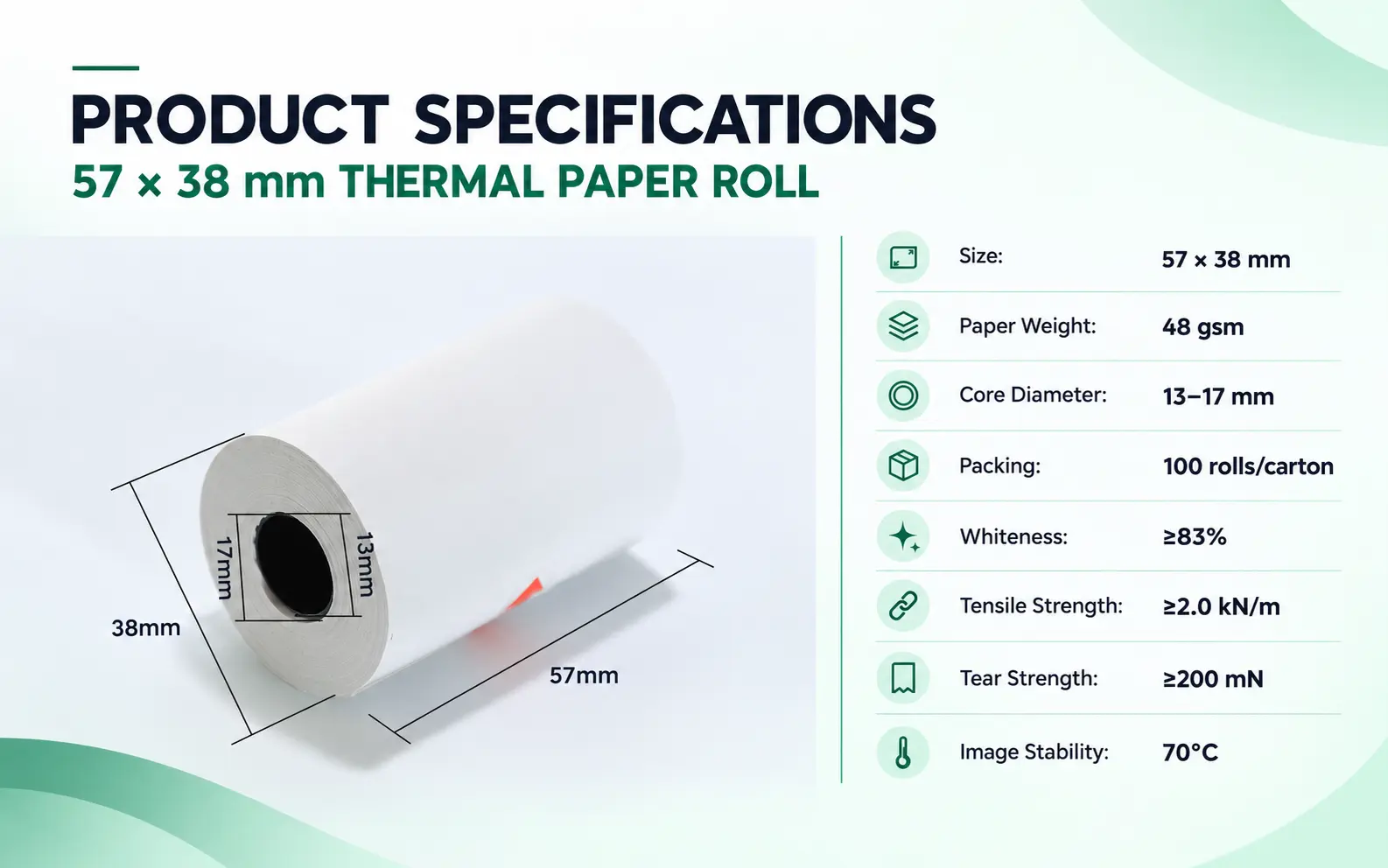 57 × 38 mm thermal paper roll — image 3