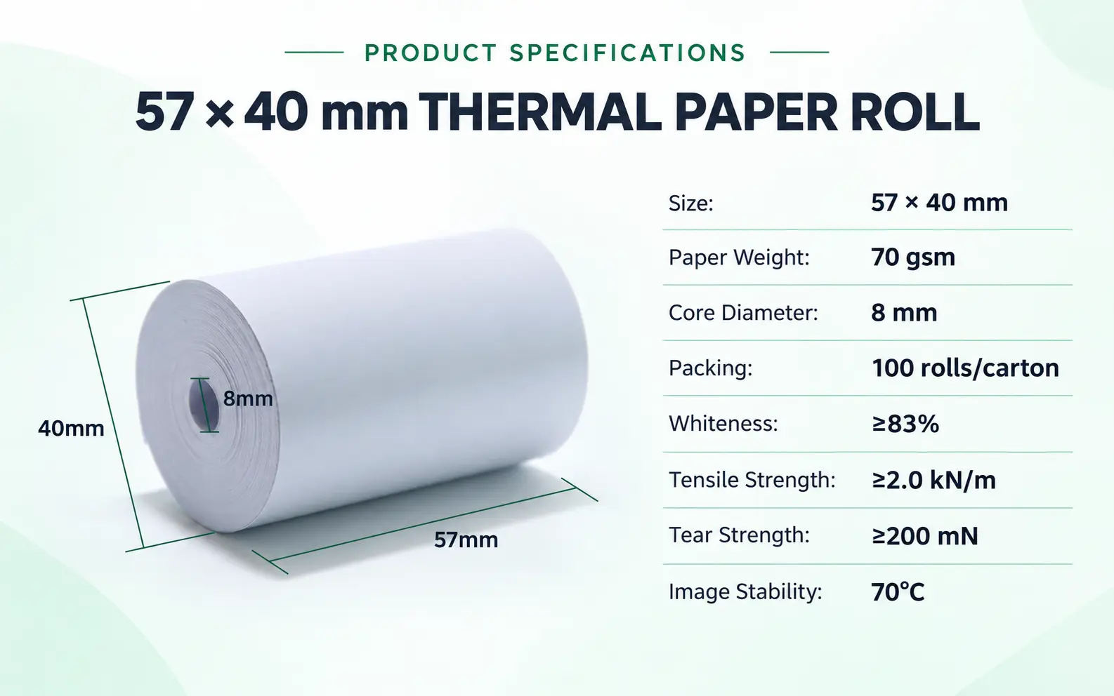 57 × 40 mm thermal paper roll — image 3