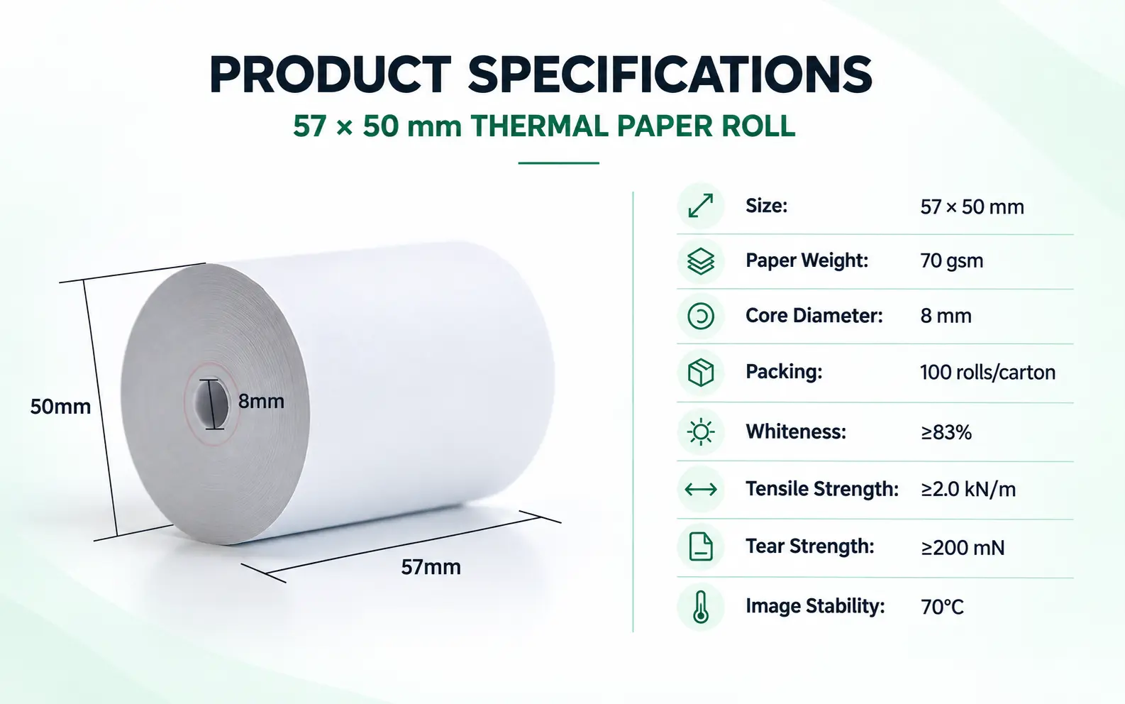 57 × 50 mm thermal paper roll — image 3