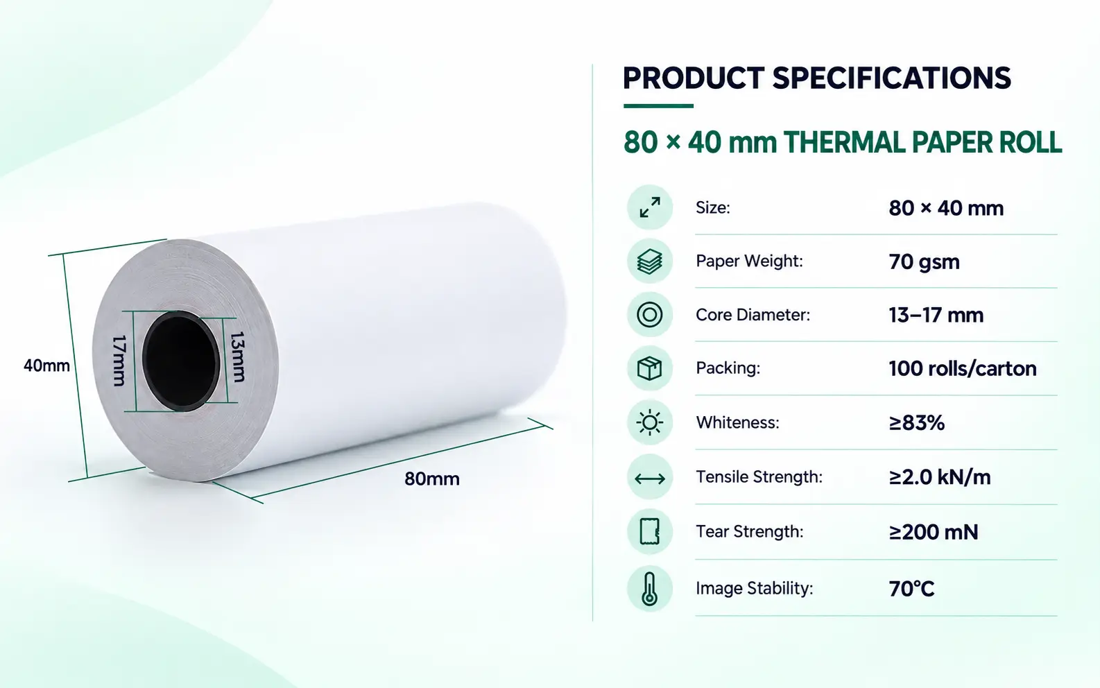 80 × 40 mm thermal paper roll — image 3