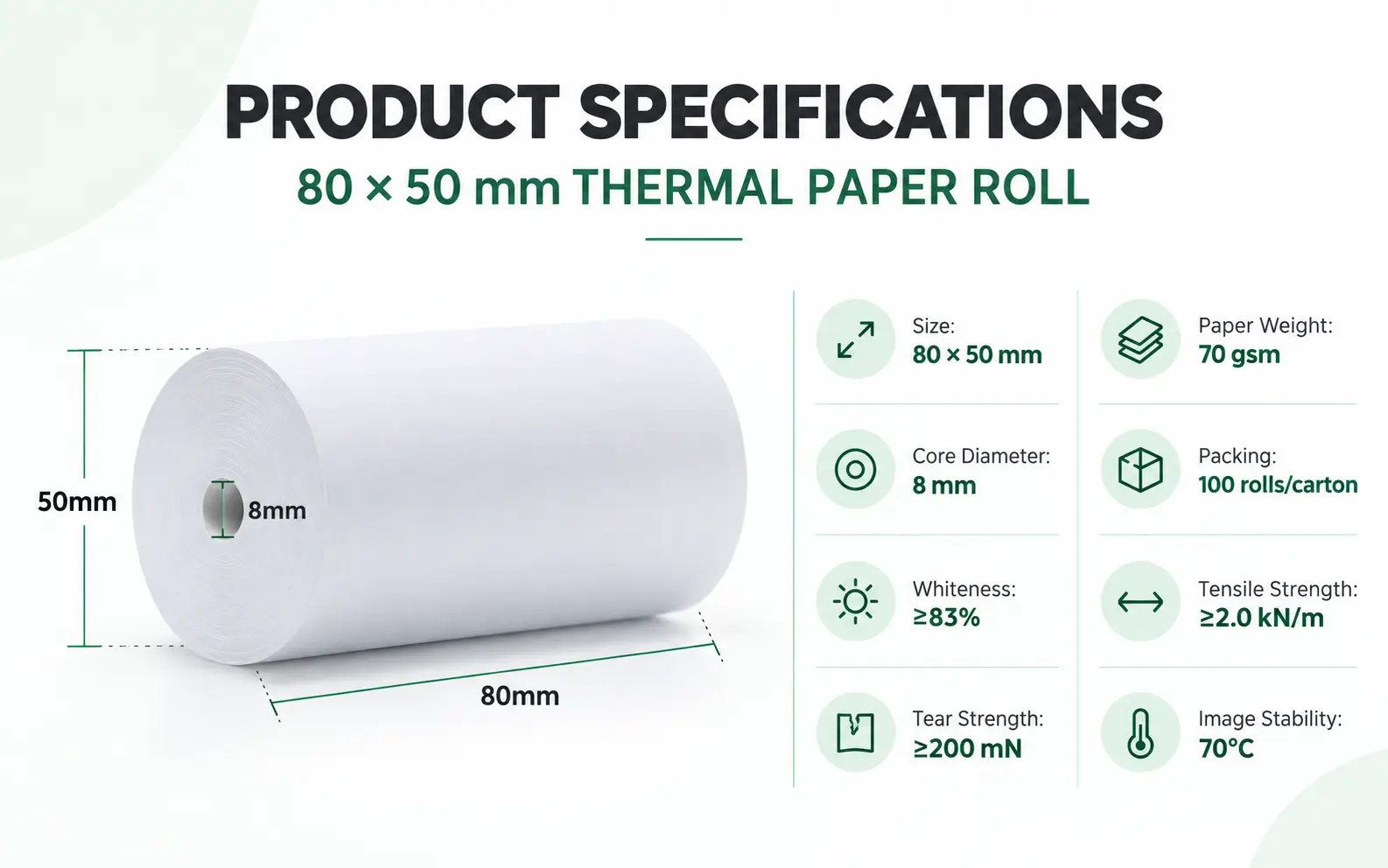80 × 50 mm thermal paper roll — image 2