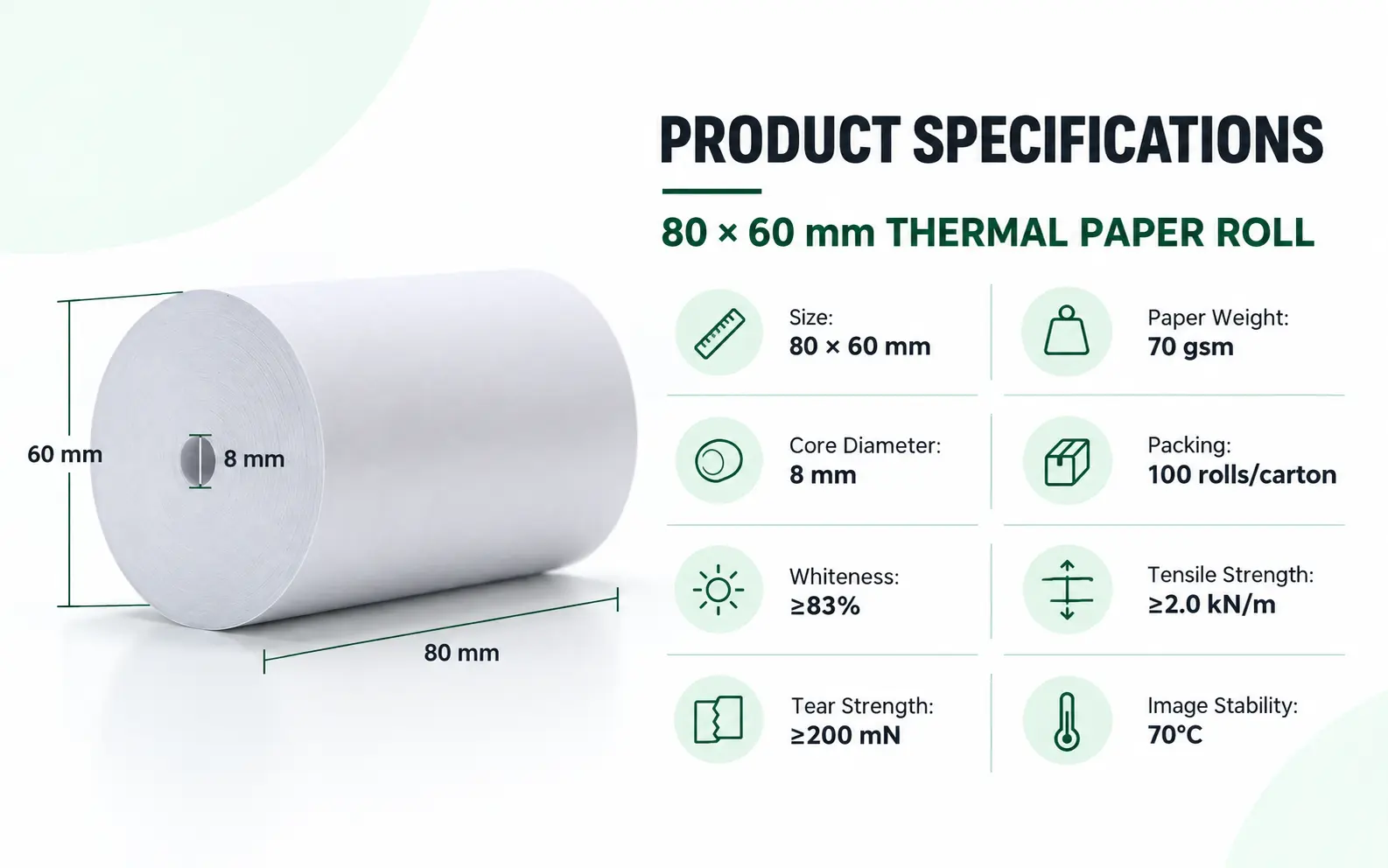 80 × 60 mm thermal paper roll — image 3
