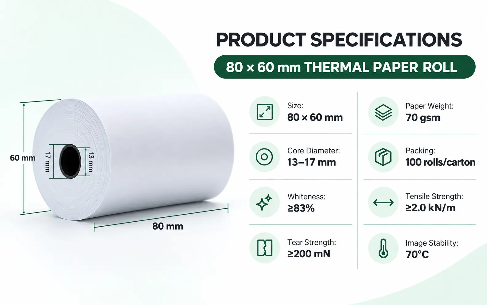 80 × 60 mm thermal paper roll — image 4