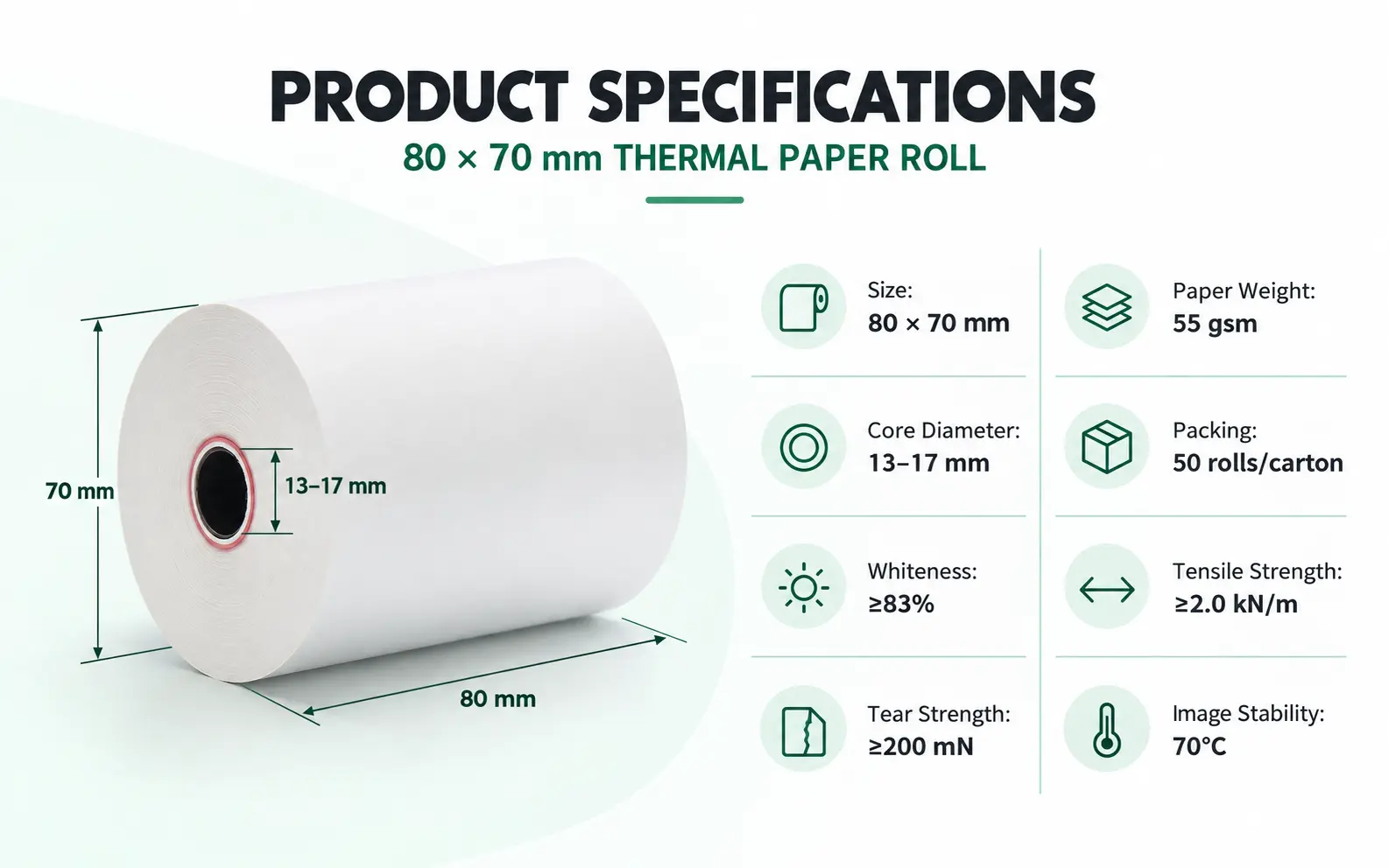 80 × 70 mm thermal paper roll — image 3