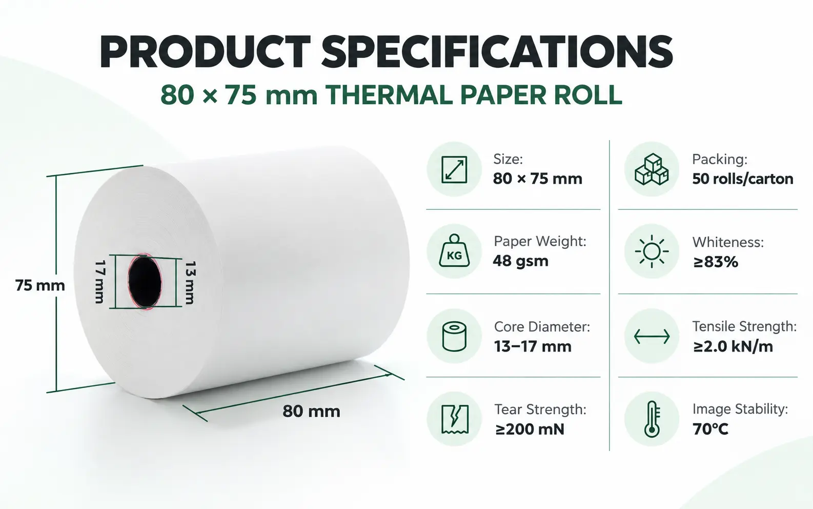 80 × 75 mm thermal paper roll — image 3